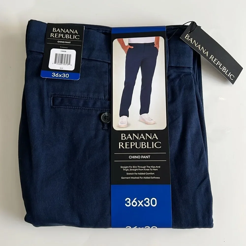 Banana Republic Men’s Straight Fit Chino Pant Blue Size: 36x30